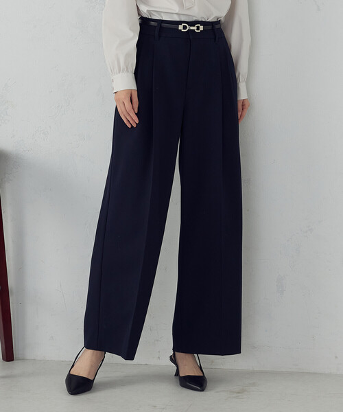 COMME CA ISM（コムサイズム） パンツ ストレッチツイル 2タックワイド