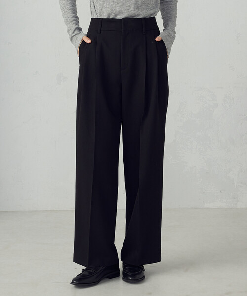 COMME CA ISM（コムサイズム） パンツ ストレッチツイル 2タックワイド