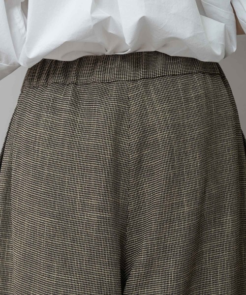 ワイドパンツ パンツ 「吸水・速乾性」ポリエステルレーヨンカラミ織りワイドパンツ レディースの画像