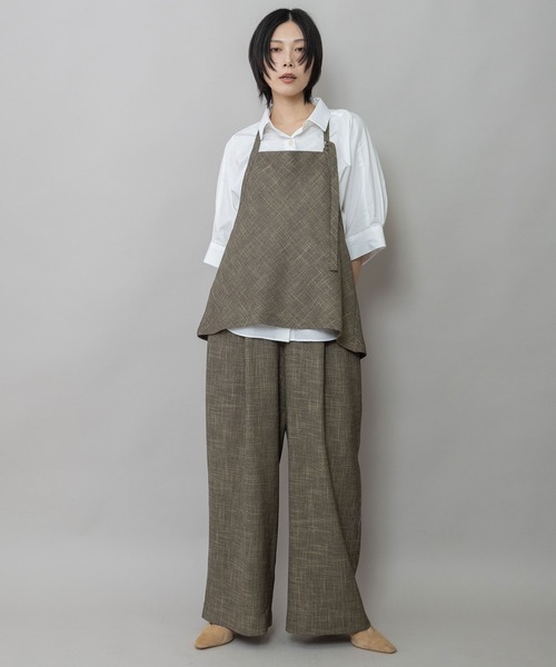 ワイドパンツ パンツ 「吸水・速乾性」ポリエステルレーヨンカラミ織りワイドパンツ レディースの画像