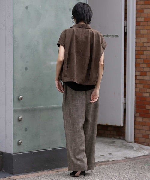 ワイドパンツ パンツ 「吸水・速乾性」ポリエステルレーヨンカラミ織りワイドパンツ レディースの画像
