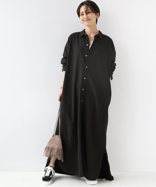 「ARMEN」 シャツワンピース FREE ブラック レディース_画像9