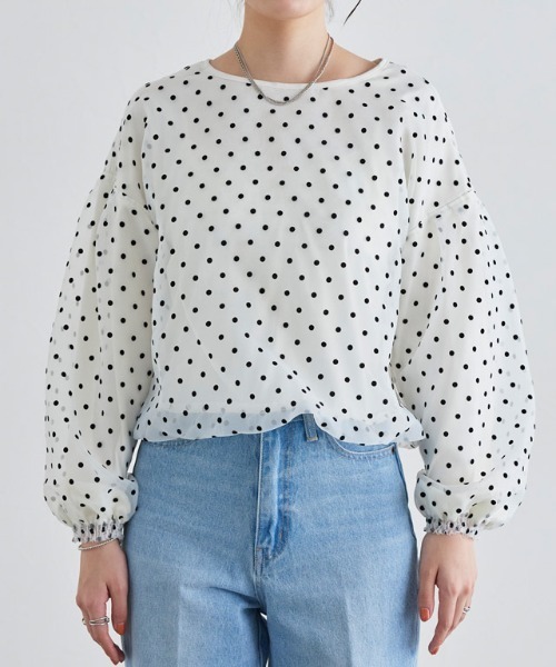 「Pierrot」 長袖ブラウス M オフホワイト レディース_画像6