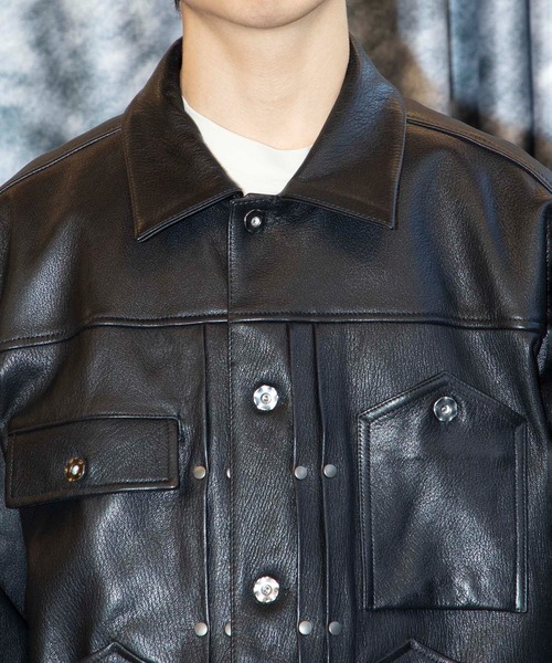 ジャケット・アウター COOR Goat Skin Pocket Trucker Jacket MUSINSA公式 | COOR ゴートスキンポケットトラッカージャケット