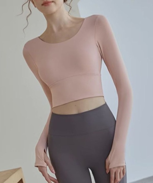 「HYSSHOP」 長袖カットソー M ピンク レディース_画像4