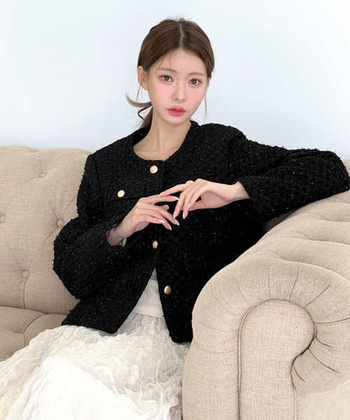 by muni:r ジャケット ノーカラージャケット 「着用動画あり・3色展開