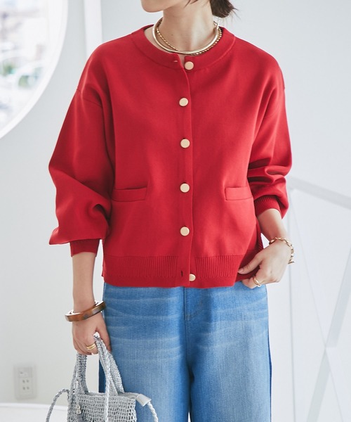 「un dix cors」 ニットカーディガン FREE レッド レディース_画像5