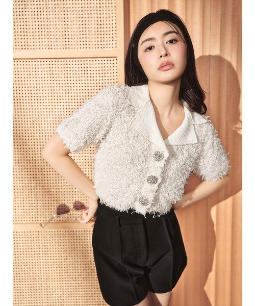 「LILY BROWN」 ニットカーディガン FREE ホワイト レディース_画像3