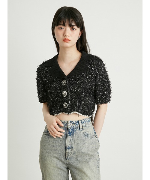 「LILY BROWN」 ニットカーディガン FREE ホワイト レディース_画像4