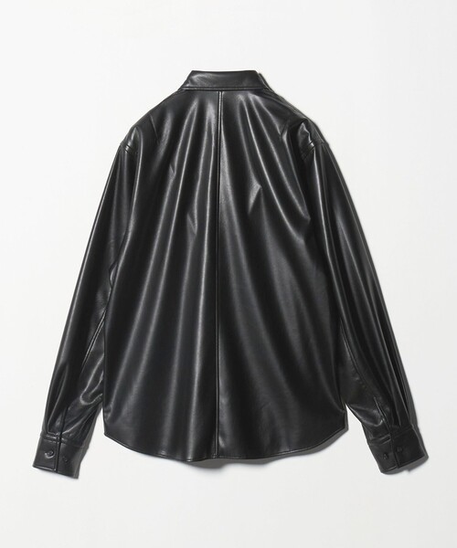 H BEAUTY&YOUTH ブラックレザーシャツジャケット H BEAUTY&YOUTH UNITED ARROWS ブラウス シャツ 「H」レザーライク