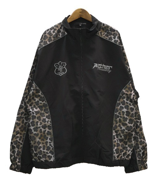 完売品 ウールファー切り替えブルゾン ジャケット 黒✕ヒョウ柄 LUXSTYLE（ラグスタイル） ブルゾン アウター ヒョウ柄切り替え
