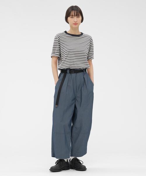 MHL.（エムエイチエル） tシャツ 半袖 COTTON LINEN STRIPE JERSEY