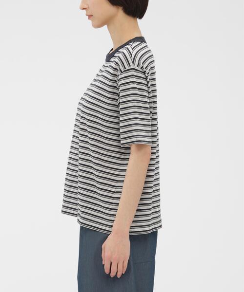 MHL.（エムエイチエル） tシャツ COTTON LINEN STRIPE JERSEY