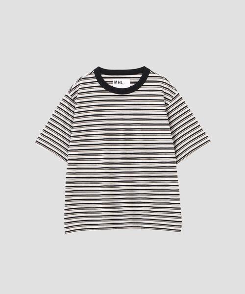 MHL.（エムエイチエル） tシャツ 半袖 COTTON LINEN STRIPE JERSEY