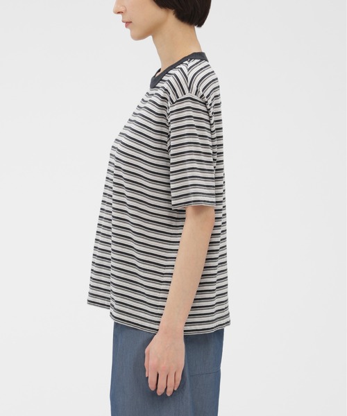 MHL.（エムエイチエル） tシャツ COTTON LINEN STRIPE JERSEY