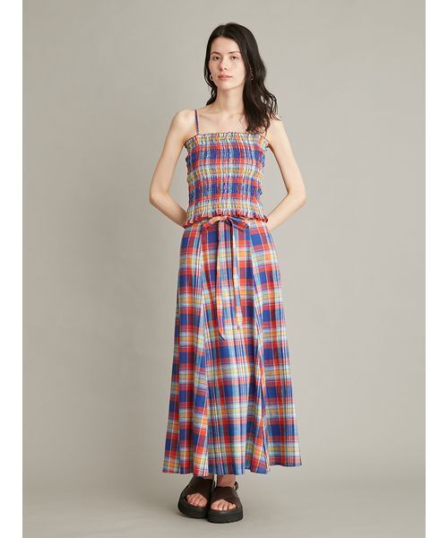 【極美品】45R 定価5万 リネンマドラススカート マキシ ロング チェック柄 Mila Owen（ミラオーウェン） ロング スカート マドラスチェック