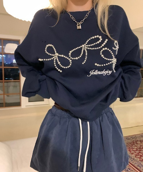 「AsRiRe」 7分袖カットソー M ネイビー レディース_画像4
