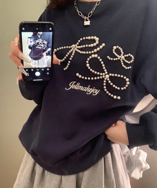 「AsRiRe」 7分袖カットソー M ネイビー レディース_画像6