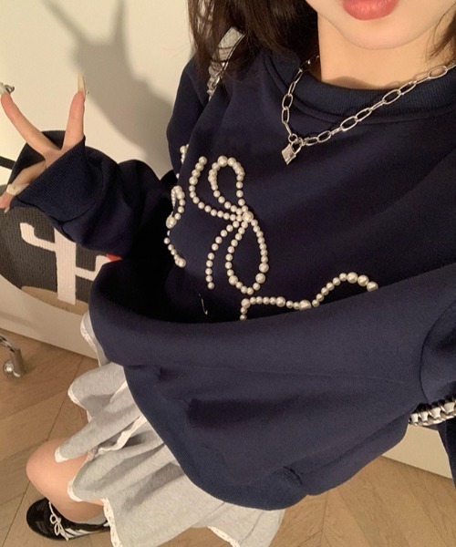 「AsRiRe」 7分袖カットソー M ネイビー レディース_画像9
