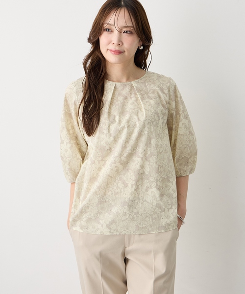 ブラウス シャツ 「Liberty」リバティプリントタックスリーブブラウス レディースの画像