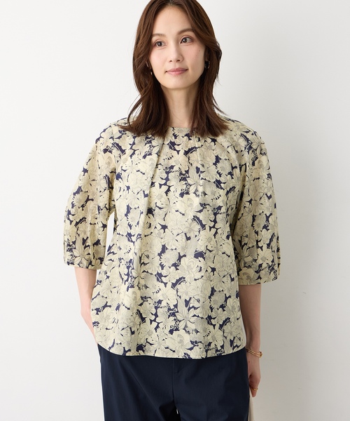 ブラウス シャツ 「Liberty」リバティプリントタックスリーブブラウス レディースの画像