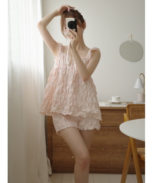 SNIDEL HOME パジャマ ルームウェア シャーリングショートパンツ