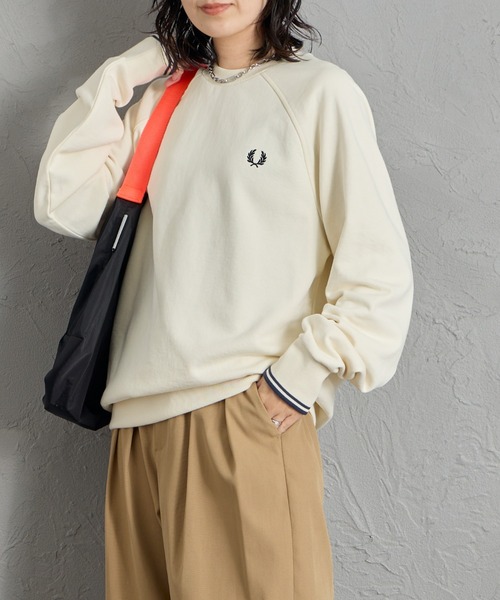 希少デザイン☆90s ヒットユニオン フレッドペリー 刺繍ロゴ スウェット L FRED PERRY（フレッドペリー） トレーナー スウェット 「WEB限定