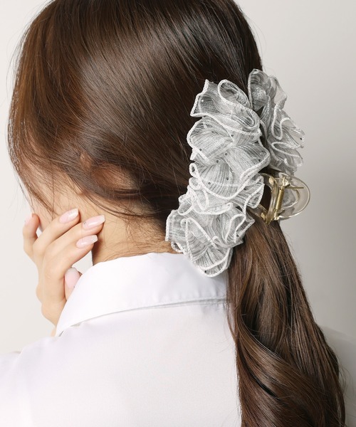 Flowering（フラワーリング） ヘアクリップ ラインストーン×フリル