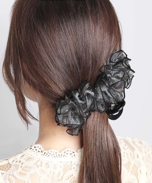 Flowering（フラワーリング） ヘアクリップ ラインストーン×フリル