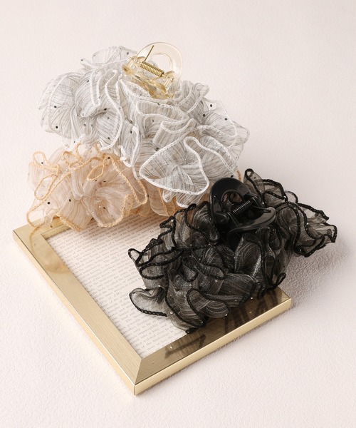 Flowering（フラワーリング） ヘアクリップ ラインストーン×フリル
