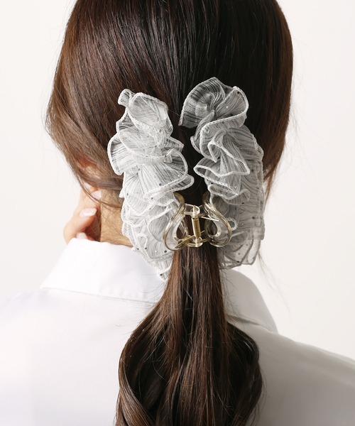 Flowering（フラワーリング） ヘアクリップ ラインストーン×フリル