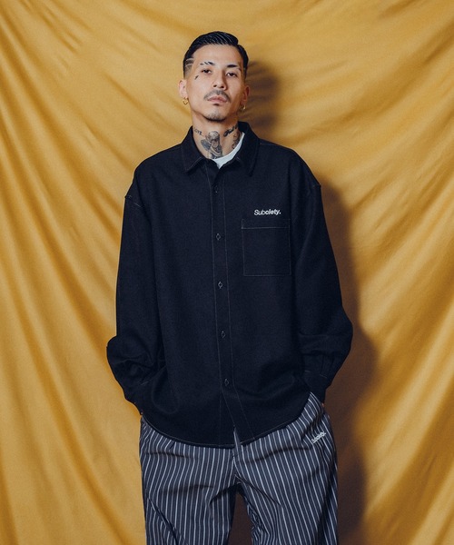 「Subciety」 長袖シャツ LARGE ブラック メンズ_画像8