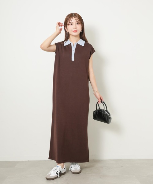 新品 モラビトスペル レース刺繍サマーニットワンピース フレンチスリーブ 40 Riberry（リベリー） ワンピース 配色フレンチスリーブサマーニット
