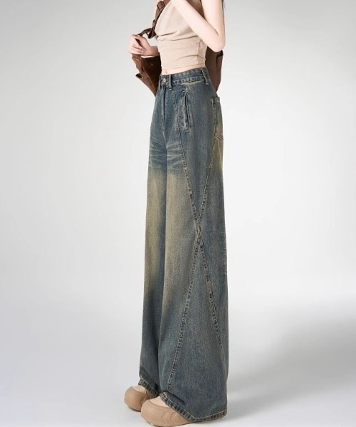 「Achic」 デニムパンツ M ブルーグレー レディース_画像9