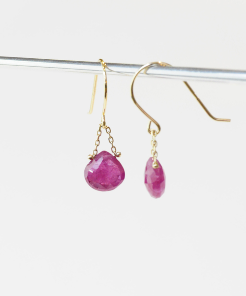 anq.（アンク） ピアス 「anq.」K18/K10・天然石マロンピアス 誕生石