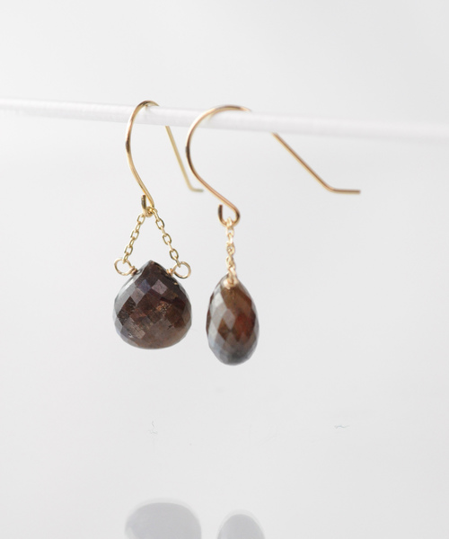 anq.（アンク） ピアス 「anq.」K18/K10・天然石マロンピアス 誕生石