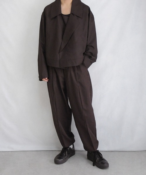 Y’s for men 襟レザー ダブルジップ テーラードジャケット 7078_top.jpg