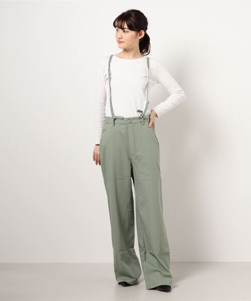 STYLEBLOCK パンツ コットンリネンサスペンダー付きバックレース