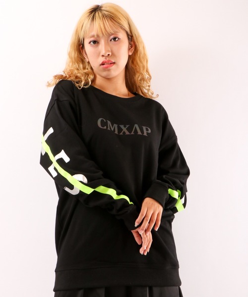Logo Tape Fleece Sweatshirt ロゴ テープ スウェットシャツ トレーナー スウェット バックロゴ 蛍光ラインテープ メンズ