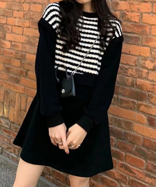 DAY CLOSET ワンピース レディース ボーダー柄ベストドッキング