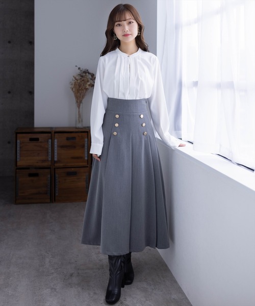 clear ブラウス シャツ 長袖タックブラウス 「オフィスコーデにも