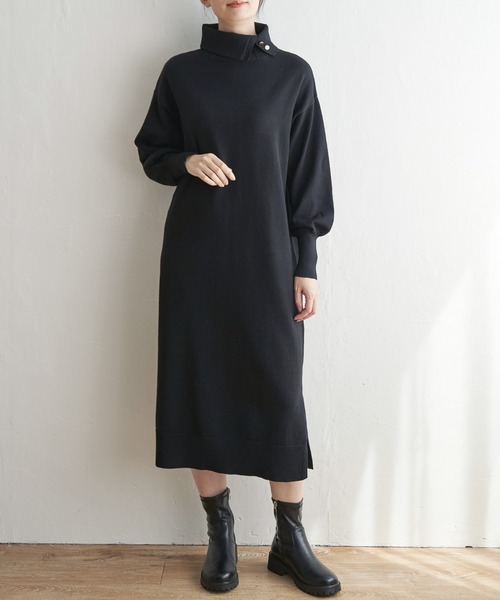 ikka（イッカ） ワンピース タートルニットスリットワンピース