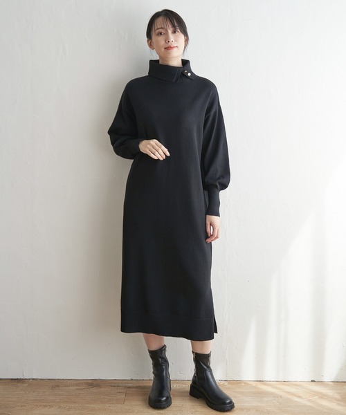 ikka（イッカ） ワンピース タートルニットスリットワンピース