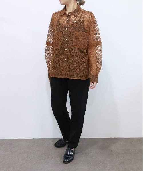 Marilyn Moon ブラウス シャツ オーガンジーレース2wayシャツ