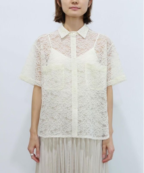 ☆コゼット様☆新品　マリリンムーン　レースシャツ Marilyn Moon ブラウス シャツ オーガンジーレース2wayシャツ