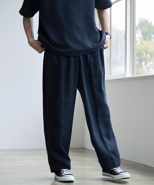 coen（コーエン） パンツ 「RONEL」フクレ2重織イージーワイドパンツ