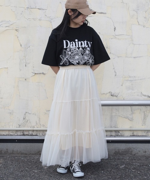 tシャツ 「0」ハート ＆ フラワーロゴ刺繍 グラフィックデザイン