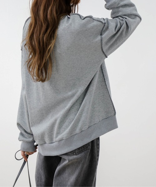 レディース 日本製 ハートロゴ 刺繍 スウエット 全4色 2サイズ展開 AW Lajour トレーナー スウェット 「日本製」ハート刺繍配色