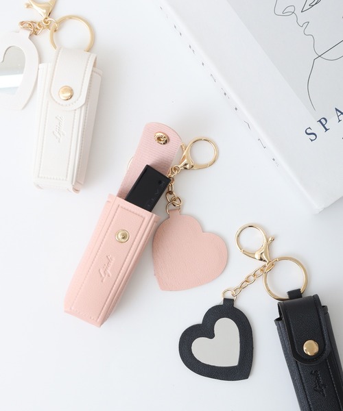 1004ST ポーチ リップケース キーホルダー 鏡付き 韓国風 レディース