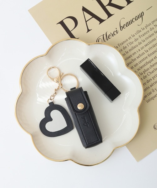 1004ST ポーチ リップケース キーホルダー 鏡付き 韓国風 レディース